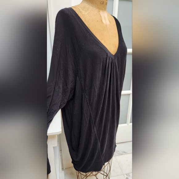 iLOOK LS Long Black Gathered Front Tunic Top Pre-Loved - Picture 3 of 7